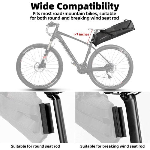 ROCKBROS Bikepacking Bag Waterproof Bike Saddle Bag Large Capacity Bikepacking Seat Bag Road Mountain Bike Seat Bag Max 14L