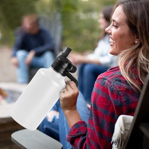 XACIOA Handle for Wide Mouth Water Bottles, BPA Free Handle for Hydro Flask, Iron °Flask, CIVAGO, Handle Only, Compatible w/ 18 20 22 24 32 40 64 87 128 Oz Insulated Bottles, 2Pack