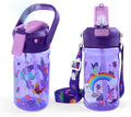 Skiennix 20oz Kids Water Bottle - Leak-Proof Design with Straw, Pop-Up Spout & Detachable Strap - Unicorn