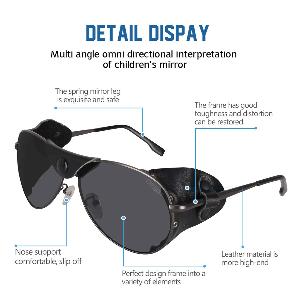 OSSAT Polarized sunglasses with side shields cowhide Shield wind proof sunshade For Men Women Classic Mountain Fishing eyewear