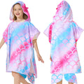 WERNNSAI Mermaid Hooded Beach Towel - Soft, Quick-Dry Poncho for Kids | 27" x 27" Sand-Free Design