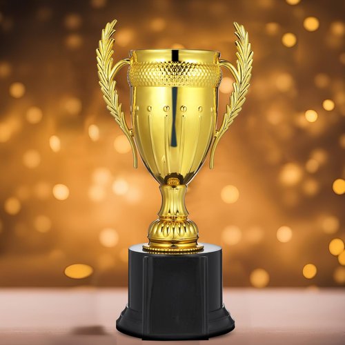 PartyKindom 9 Inch Gold Trophy Cup, Plastic Trophy Awards for Sports Competition, Tournament, Party Game, Reward, Winning Prize
