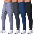VGVB Mens 4 Pack Athletic Sweatpants Workout Running Sweatpants Gym Joggers Pants with Zipper Pockets,Large