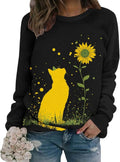 LOAIHA Women's Artistic Print Sweatshirt - Long Sleeve Crewneck Casual Pullover for Spring/Fall