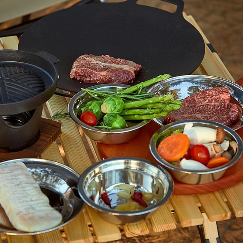 Stainless Steel Camping Dinnerware Set for 4-6 | 26-Piece Mess Kit with Plates, Bowls, Cups & Carry Mesh Bag