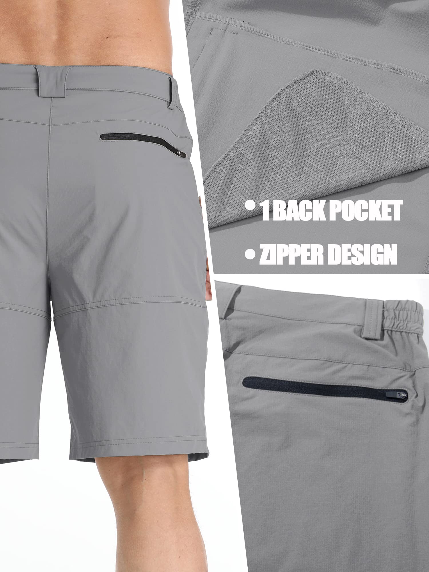 TACVASEN Men's Cargo Shorts Golf Dress Casual Lightweight Quick Dry Water Resistant Summer Work Hiking Shorts Fishing Light Grey 38