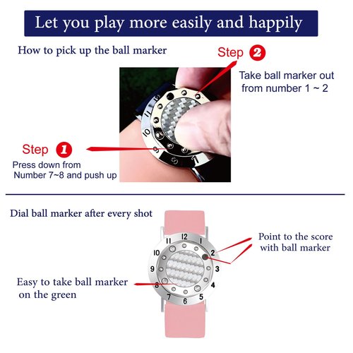 E TRUEE Golf Ball Marker with Carbon Fiber Ball Marker Bracelet, Golf Accessories, Golf Gifts, Golf Counter for Men Women
