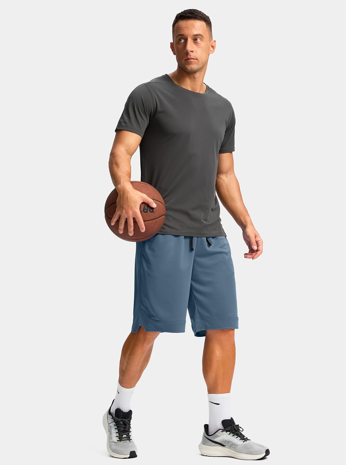 Pudolla Men's Basketball Shorts - Lightweight Quick-Dry Gym Shorts with Zipper Pockets | 11" Length
