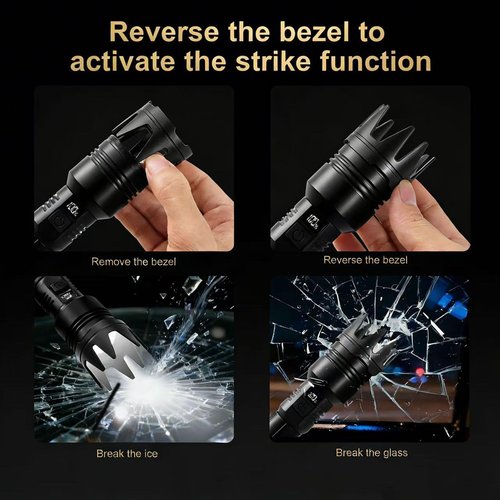LABEASHER Rechargeable 2000.00 High Lumens 5500mAh High Powered Brightest Flashlight with Ignition Waterproof LED Flashlights with Striker for Camping Emergency Work Home(PANTENT Pending)