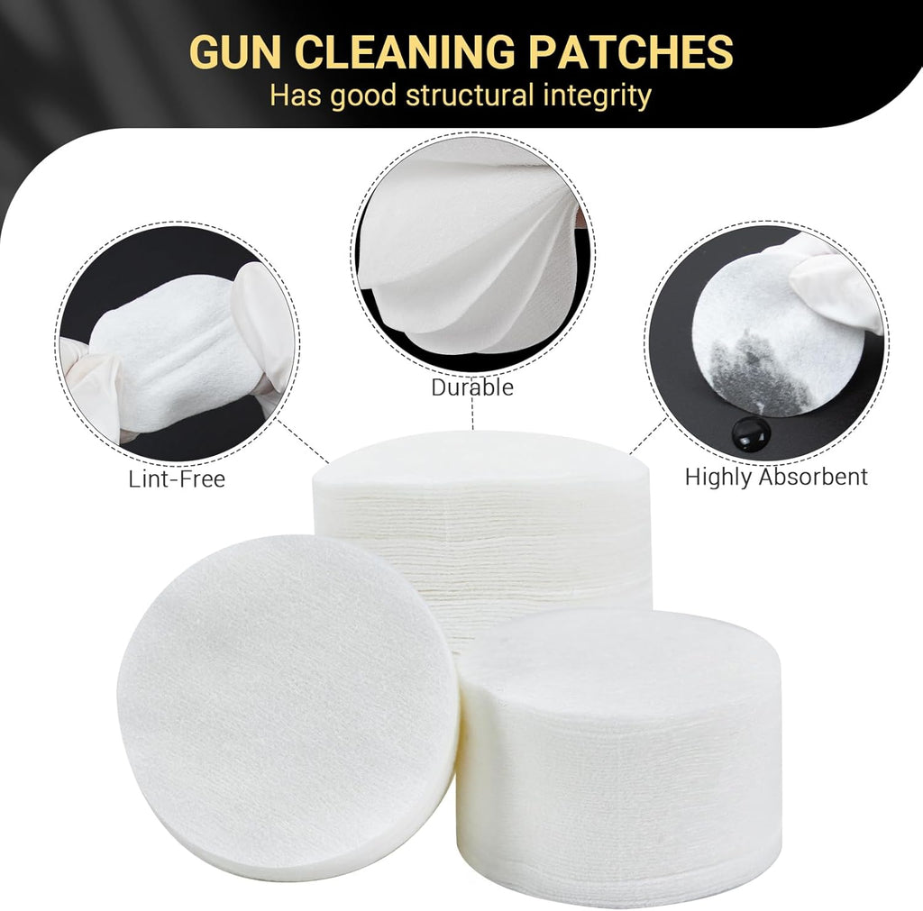 Skiennix Gun Cleaning Patches - Thick Round Pads with Storage Box | Fits .22, .380, .308, .357, .45 Caliber