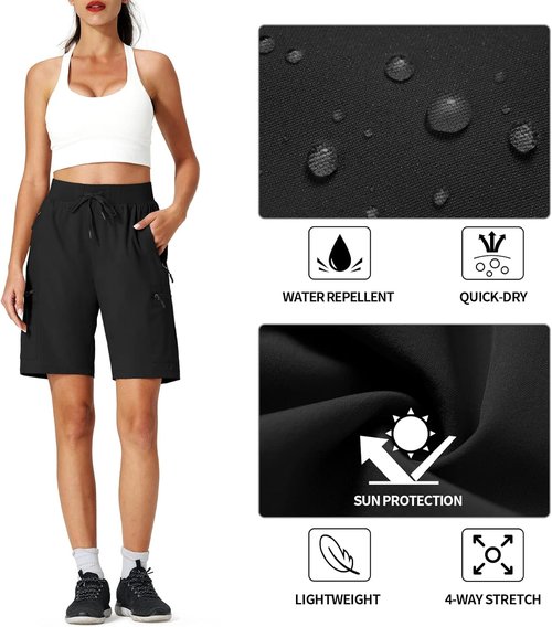 Ksmien Women's Hiking Cargo Shorts - Quick Dry Lightweight Design with Zipper Pockets | Perfect for Travel & Camping