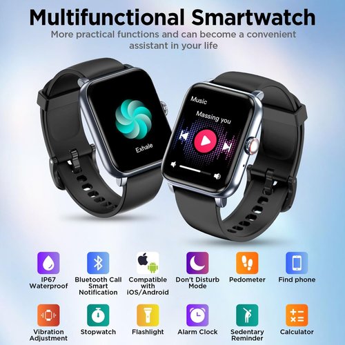 BENIO Fitness Tracker - 1.85" Smartwatch with 24/7 Heart Rate, Spo2 & Sleep Tracking | IP67 Waterproof, 100 Sports Modes