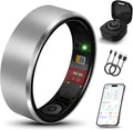Smart Health Ring 2.0 - Slim Fitness Tracker for Heart, Blood Oxygen & Sleep Monitoring | Waterproof Silver