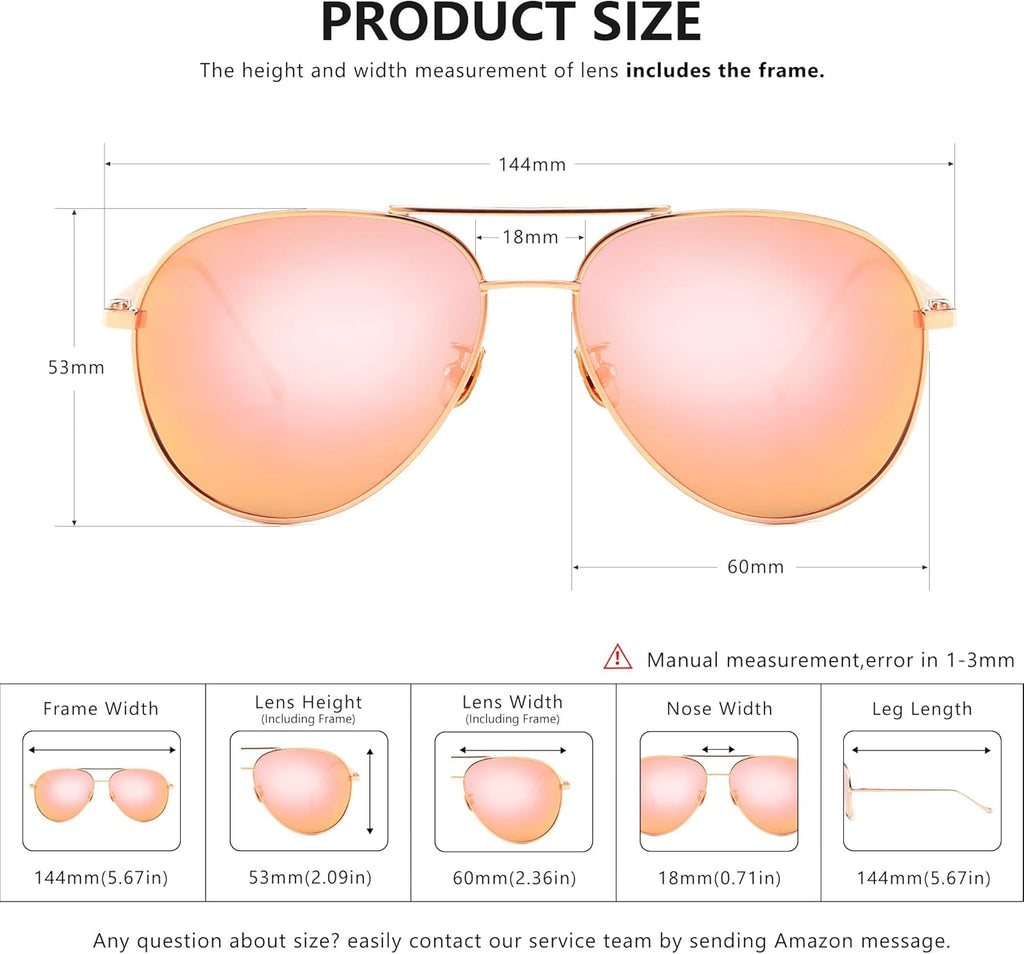 SUNGait Women's Aviator Sunglasses - Lightweight Oversized Design with Mirrored Polarized Lenses