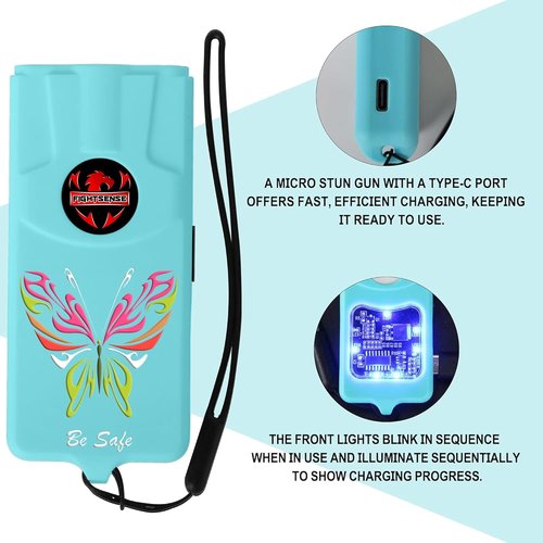 FIGHTSENSE Stun Gun Flashlight - Rechargeable Self Defense Tool for Women | Compact & Powerful Design