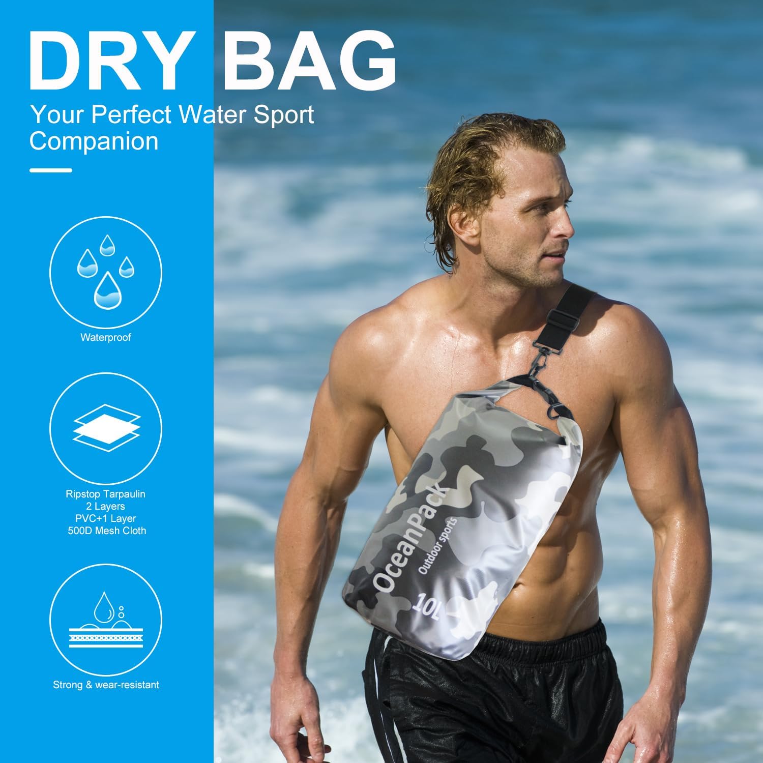 Skiennix Waterproof Dry Bag - Versatile 2L/5L/10L/20L/30L Sizes for Kayaking, Camping & Beach Use