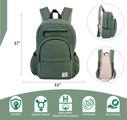 THE COLLECTION ROYAL Himalayan Hemp Cotton Hippie Boho Cloth Casual Bag Daypack Backpack