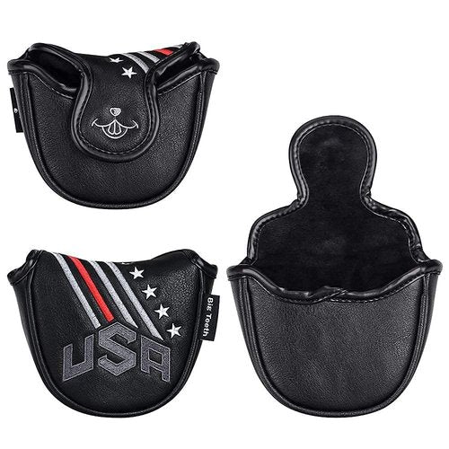 BIG TEETH Golf Putter Cover Square Half Heel Shaft Mallet Putter Head Covers USA Stripe and Star Fit for Most Brand Golf Putters (Mallet Cover)