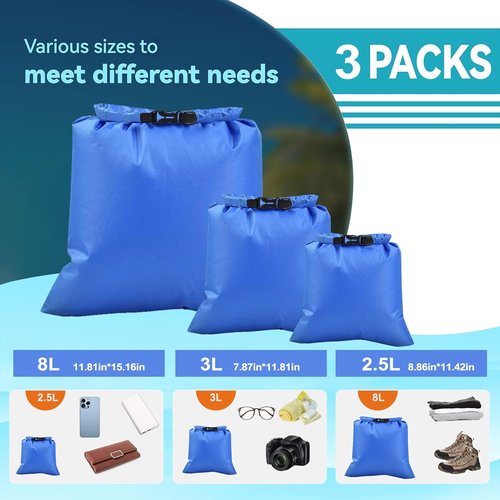 6PCS Dry Bags - Waterproof Lightweight Dry Bags for Kayaking, Hiking & Camping | Durable Outdoor Gear