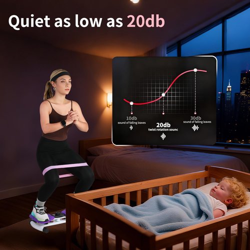 Ab Twister Trainer – Smart LED Digital Monitor, 330LBS Capacity, 20dB Ultra-Quiet Waist Twister Machine, Anti-Slip Home Gym Equipment for Women & Men, Belly Fat Workout Tool for Core Fitness (purple)