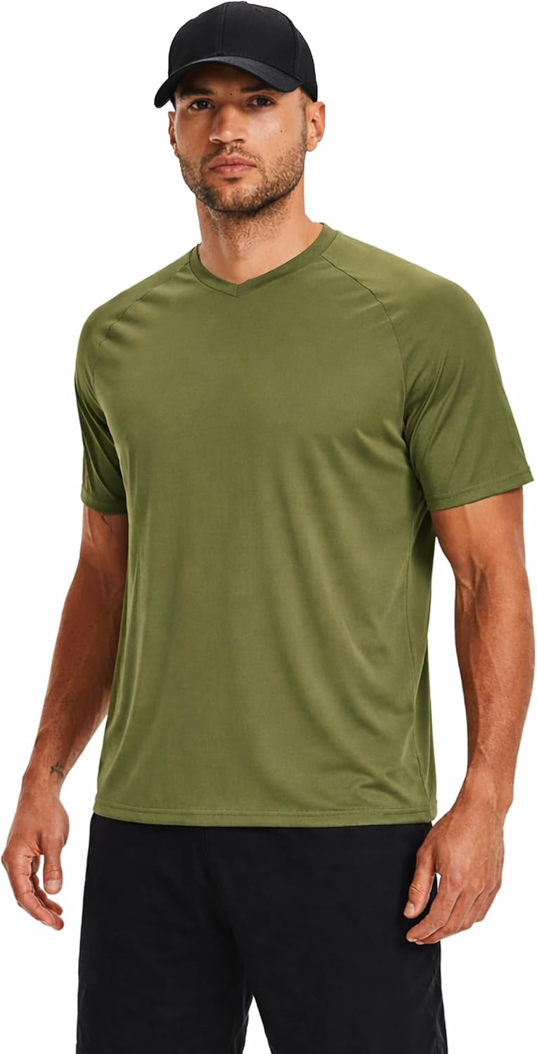Skiennix Men's Active Quick Dry Crew Neck T-Shirts - 5 Pack Athletic Gym Tees for Workouts