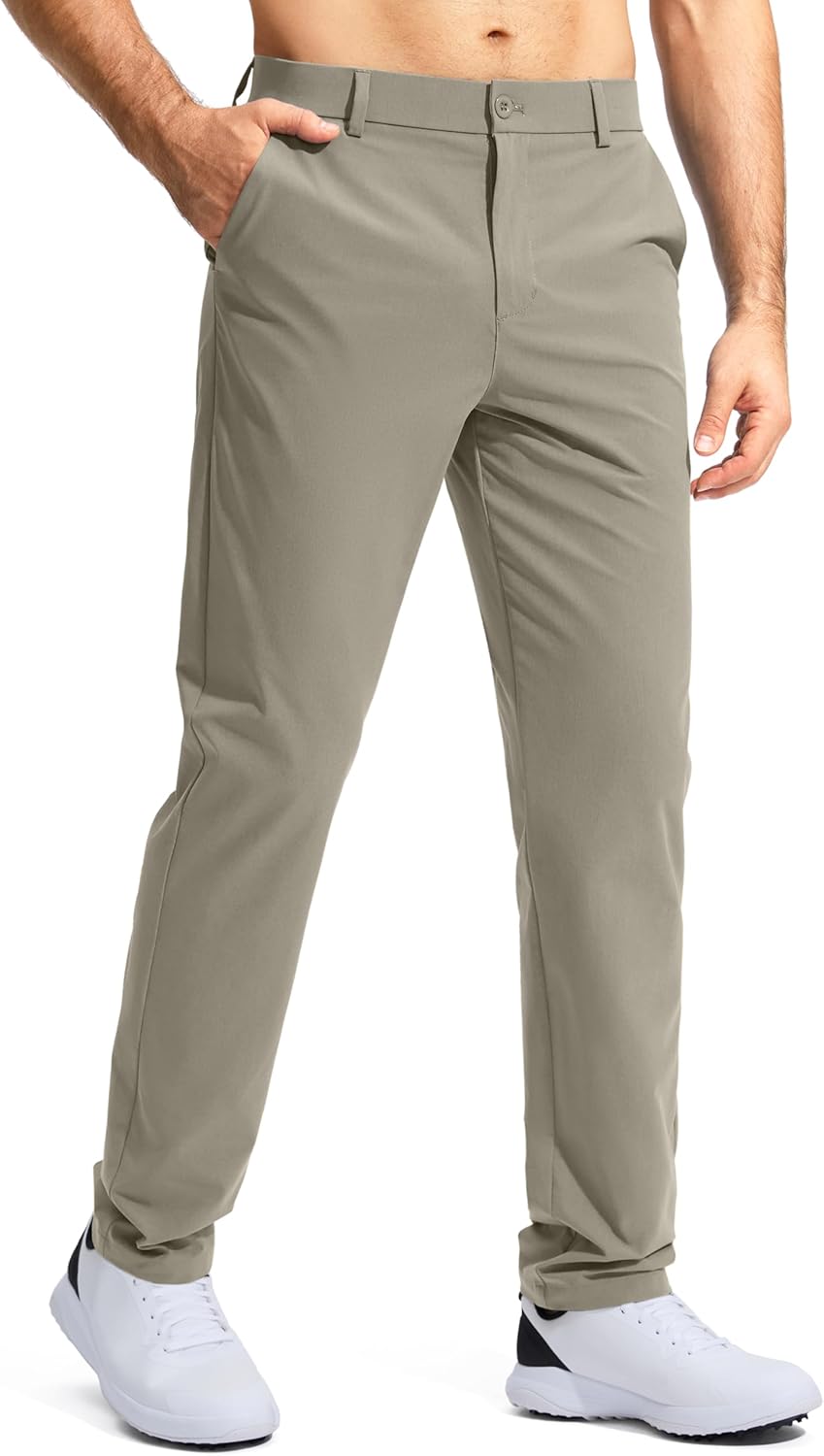 Pudolla Men's Golf Pants - Lightweight Quick-Dry Casual Slacks with Pockets | Stretch Comfort in 30"/32"/34" Sizes