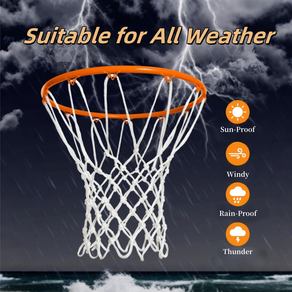 2 Pack Heavy Duty Basketball Net Replacement,2025 Upgrade Heavy Duty Basketball Net, All Weather Anti Whip,12 Loops Fits Standard Indoor or Outdoor Rims (White +White)