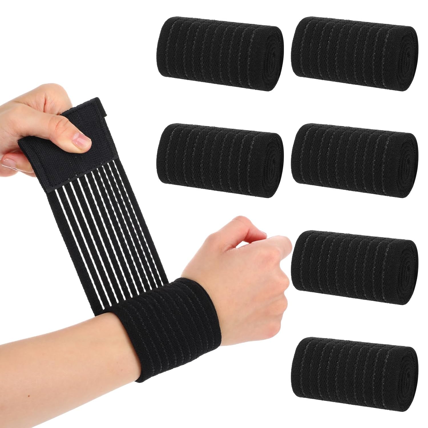 Skiennix High-Elastic Wrist Support Straps - Breathable Compression Wraps for Carpal Tunnel & Arthritis | 6 Pcs