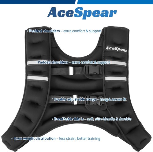 AceSpear Weighted Vest - Adjustable 6-18lbs for Men & Women | Reflective Stripe for Running & Fitness