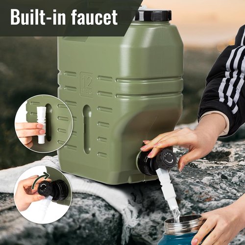Camping Water Jug - 3.2 Gallon Food Grade Tank with Spout | Leak-Proof Design for Picnics & BBQs