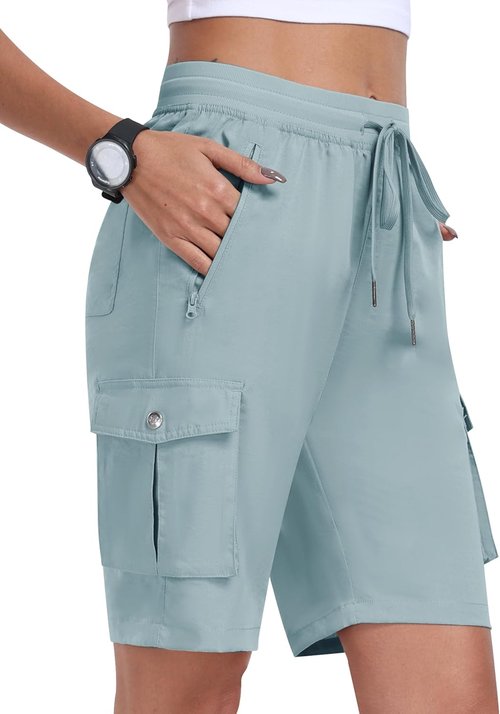 MoFiz Women's Lightweight Hiking Cargo Shorts - Quick Dry Athletic Shorts with 6 Pockets for Summer Travel