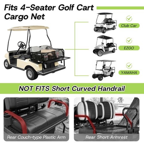 WEIMELL 4 Passenger Golf Cart Cargo Net for Club Car EZGO Yamaha Adjustable Elastic Storage Net Black Washable Grocery Shopping Bag