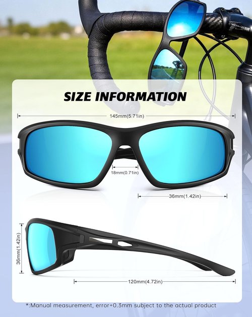KALIYADI Polarized Sunglasses-Men Sports Sun-Glasses: Mens Sunglasses UV400 Protection for Running Fishing Golf