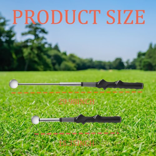 WIGERLON Retractable Golf Swing Training aid,Golf Swing Practice Stick,Golf Grip Trainer,Golf Swing aid for Warm-up,Click Stick Golf Trainer for Right Handed