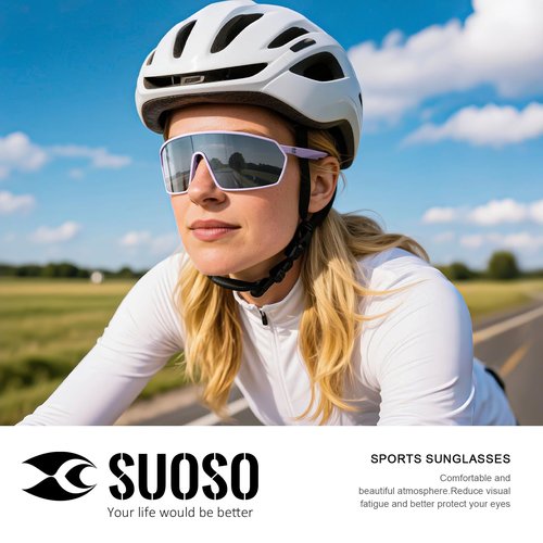 suoso Sports Cycling Sunglasses for Men: UV400 Protection Wrap Around Sun Glasses for Women Running Baseball Bike TR90