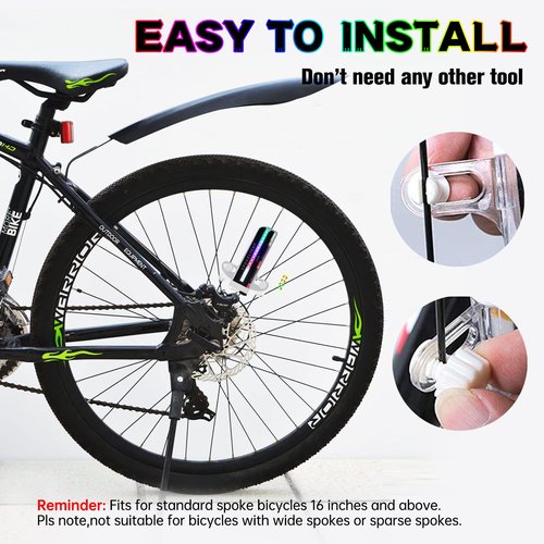 Bicycle Wheel Lights, Bike Wheel Lights for Night Riding, Bike Spoke Lights, Bicycle Accessories, 32Leds, 32 Patterns Waterproof, for Kids & Adult (Black-2packs)