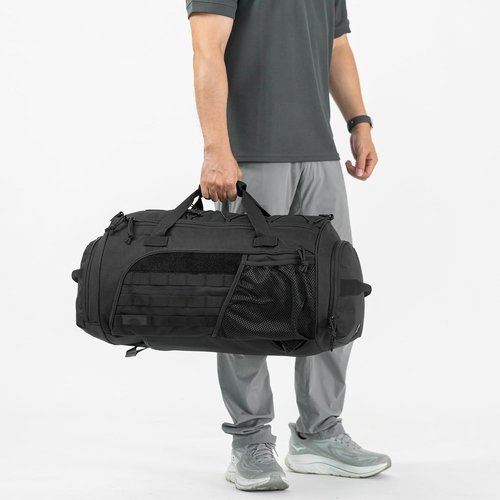 Military Duffle Backpack by Gym Bag - Heavy Duty Travel Weekender with Shoe Compartment & 60L Capacity