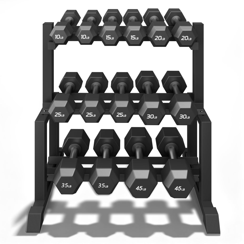 VOPEAK 1100LB Capacity Dumbbell Rack - 3-Tier Heavy Duty Weight Rack & Dumbbell Stand for Home Gym, Adjustable Storage Organizer for Dumbbells, Kettlebells, Space-Saving Weight Stand-(Rack Only)
