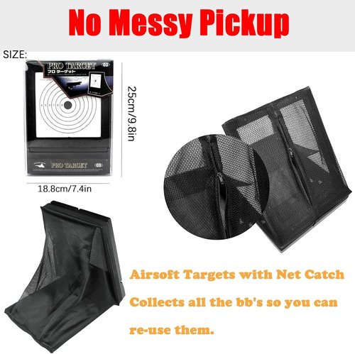 EZYoutdoor Portable Airsoft Target Trap - Foldable BB Gun Practice Net with Mesh Catcher & Replaceable Targets