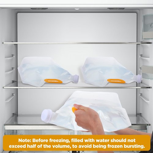 Nodaaiie 20 Pcs 1.3 Gallon Foldable Water Storage Bag, Clear Premium BPA Free Food Grade Container, Foldable Freezable No-Leak Pouch for Outdoor Sport Camping Hiking Backpack Emergency