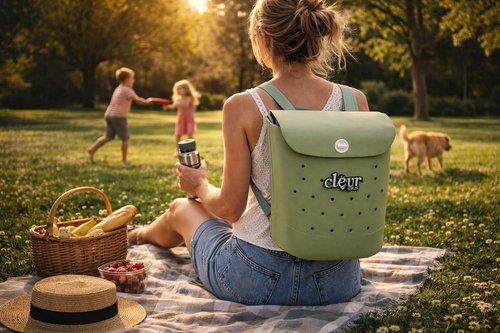 ClevrPlus Convertible Beach Tote Backpack - Waterproof EVA Bag in Grey with Removable Straps & Lid