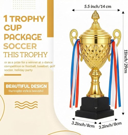 Liliaafar Soccer Trophy - Large Gold Metal Cup for Sports Championships & Tournaments | Perfect Gift