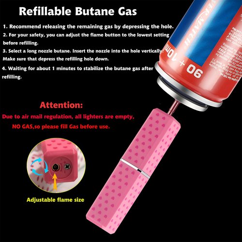 Cute Lipstick Lighter, 2 Pack Soft Flame Refillable Butane Lighter with Flame Adjustment Tool, Novelty Torch Lighter Cool Lighters Gifts for Women,Girls,Birthday, Anniversary(Without Butane)-Black