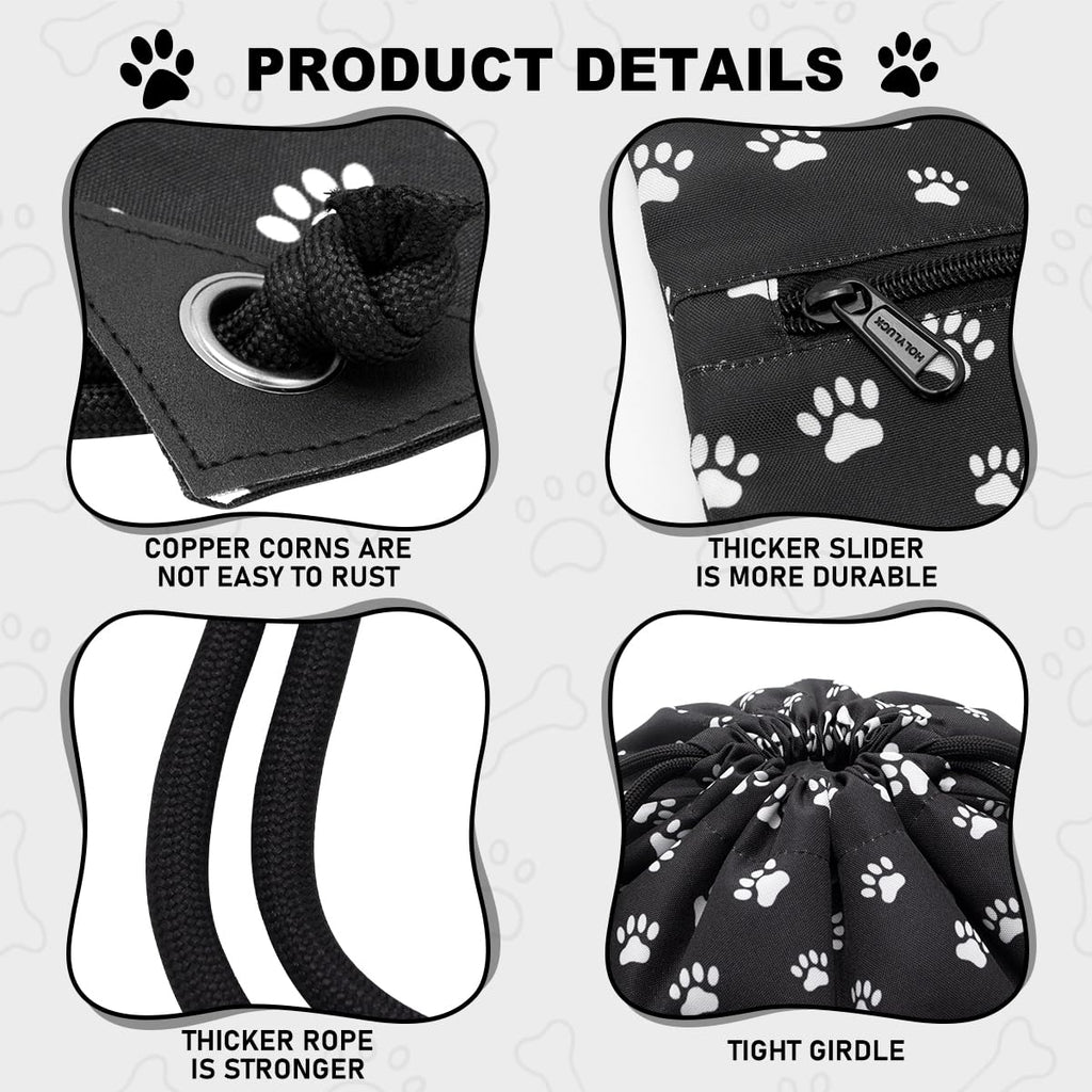 HOLYLUCK Drawstring Backpack Bag Sport Gym Sackpack (Black background white Dog Paw Prin)