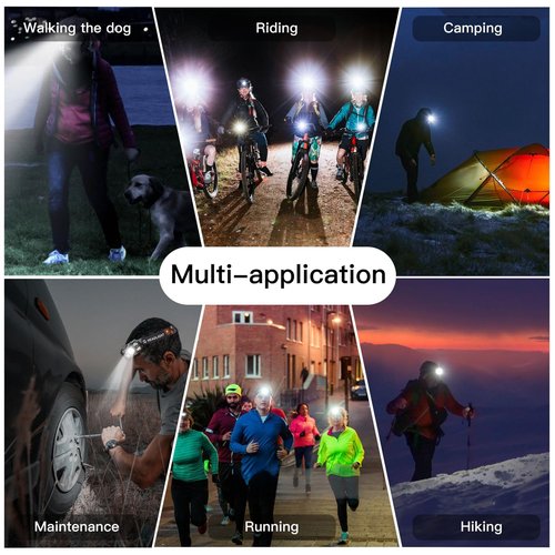 KunHe 20 Pack led Rechargeable Headlamp Flashlight Headlight Motion Sensor 10 Mode for Outdoor Camping Gear Hiking Fishing Running Cycling Headlight Emergency Lights for Home