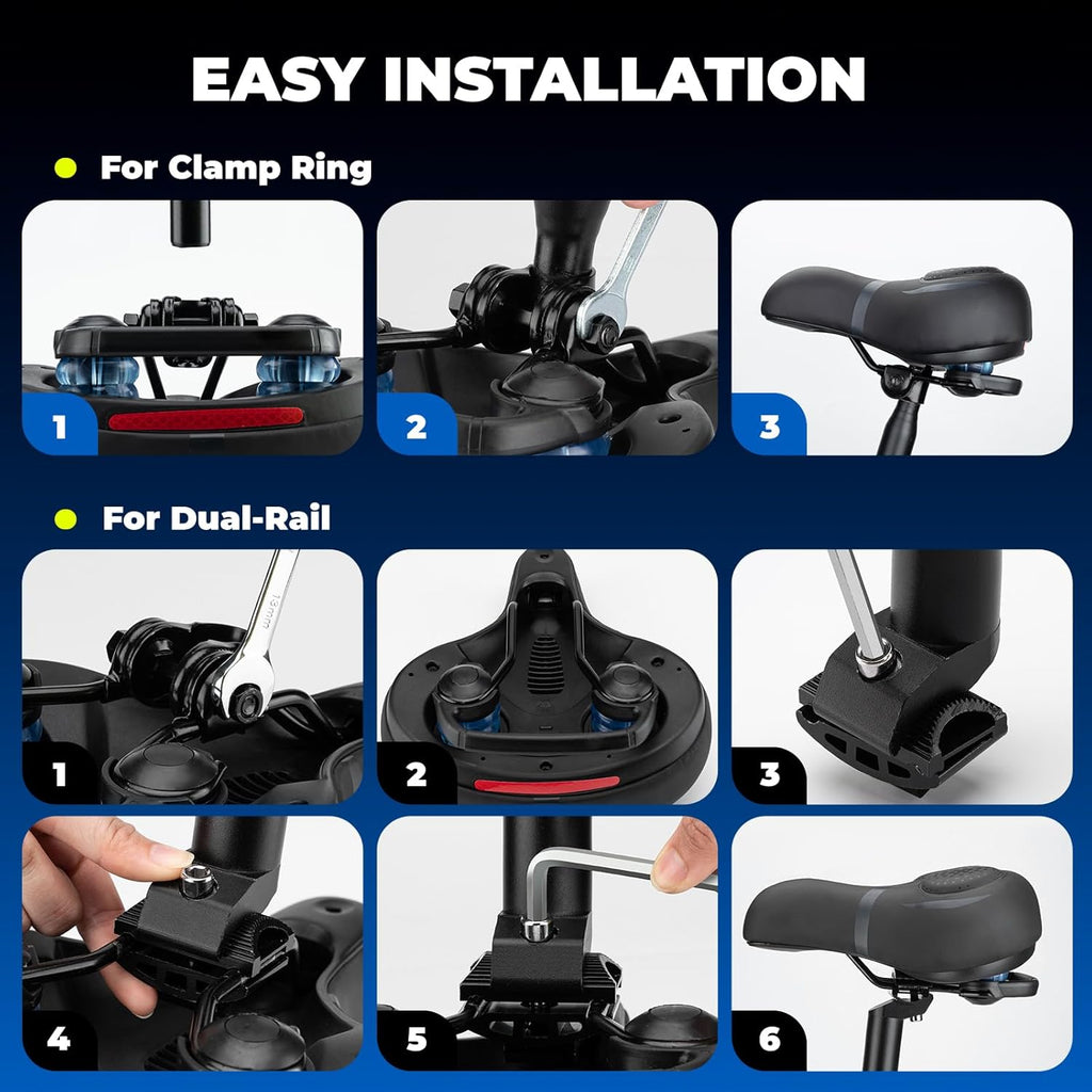 ROCKBROS Bike Seat Cushion - Ergonomic Memory Foam with Dual Shock Absorption | Waterproof & Comfortable for Peloton & Road Bikes