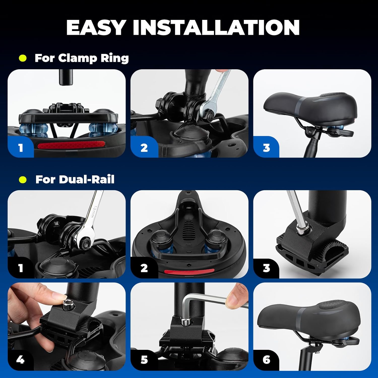 ROCKBROS Bike Seat Cushion - Ergonomic Memory Foam with Dual Shock Absorption | Waterproof & Comfortable for Peloton & Road Bikes