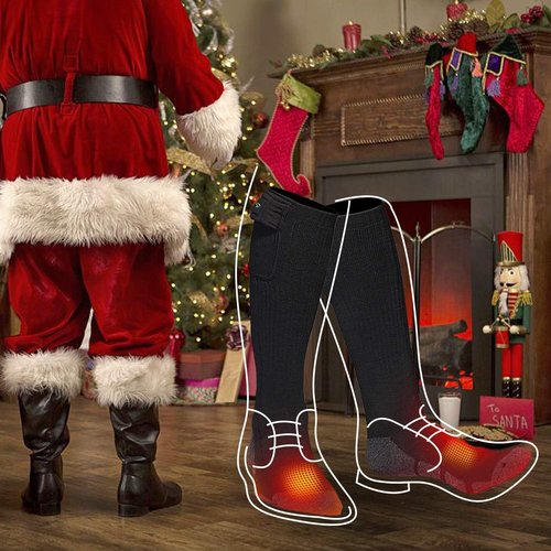 SNOW DEER Heated Socks,Upgraded 7.4V Rechargeable Battery Electric Socks for Men Women,Winter Cold Weather Warm Socks for Huting Fishing Camping Hiking Skiing Foot Warmer (M)