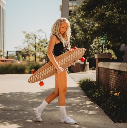 Magneto Bamboo Pintail Longboard Skateboard - Cruiser Skateboard with 70mm 78A Wheels - Stable 8-Ply Maple Core Longboard Deck - Skate Tool for On-The-Go Adjustments - 42 in x 9 in, Hana Pintail