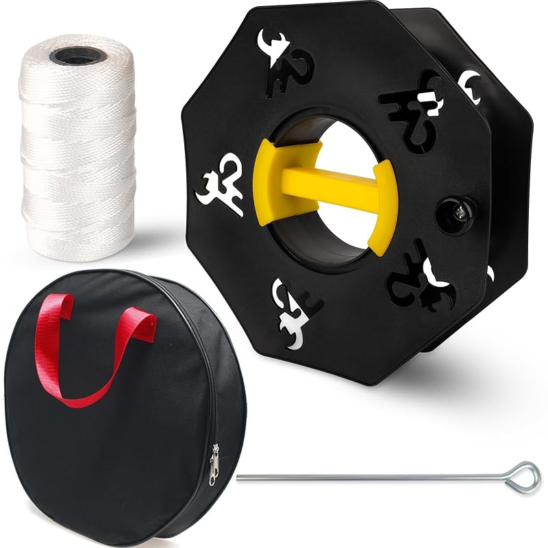 Sports String Winder Kit 500' Nylon Line for Courts & Fields - Black Basic